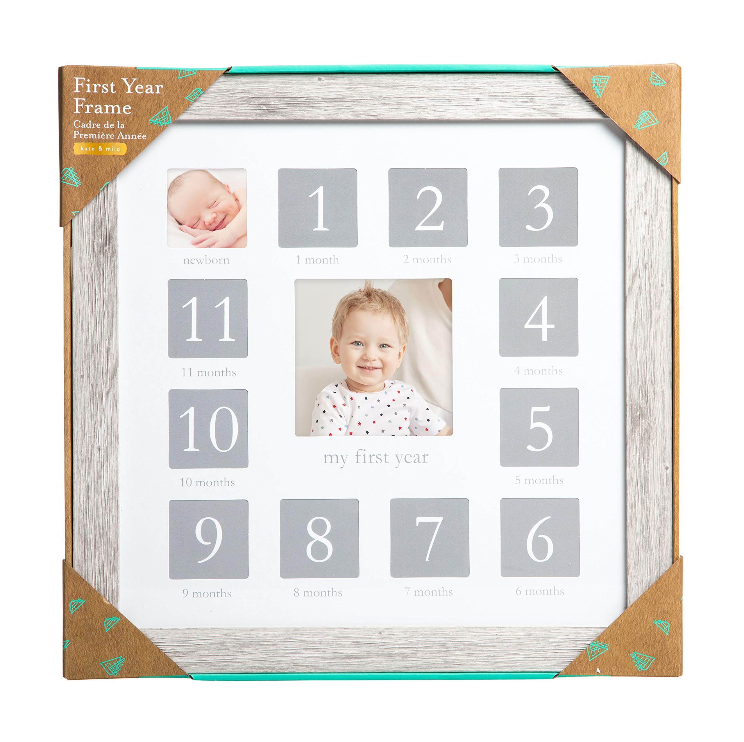 Kate & Milo My First Year Frame, Newborn To First Birthday Photo Frame, Baby Keepsake Nursery Frame, Rustic Wood