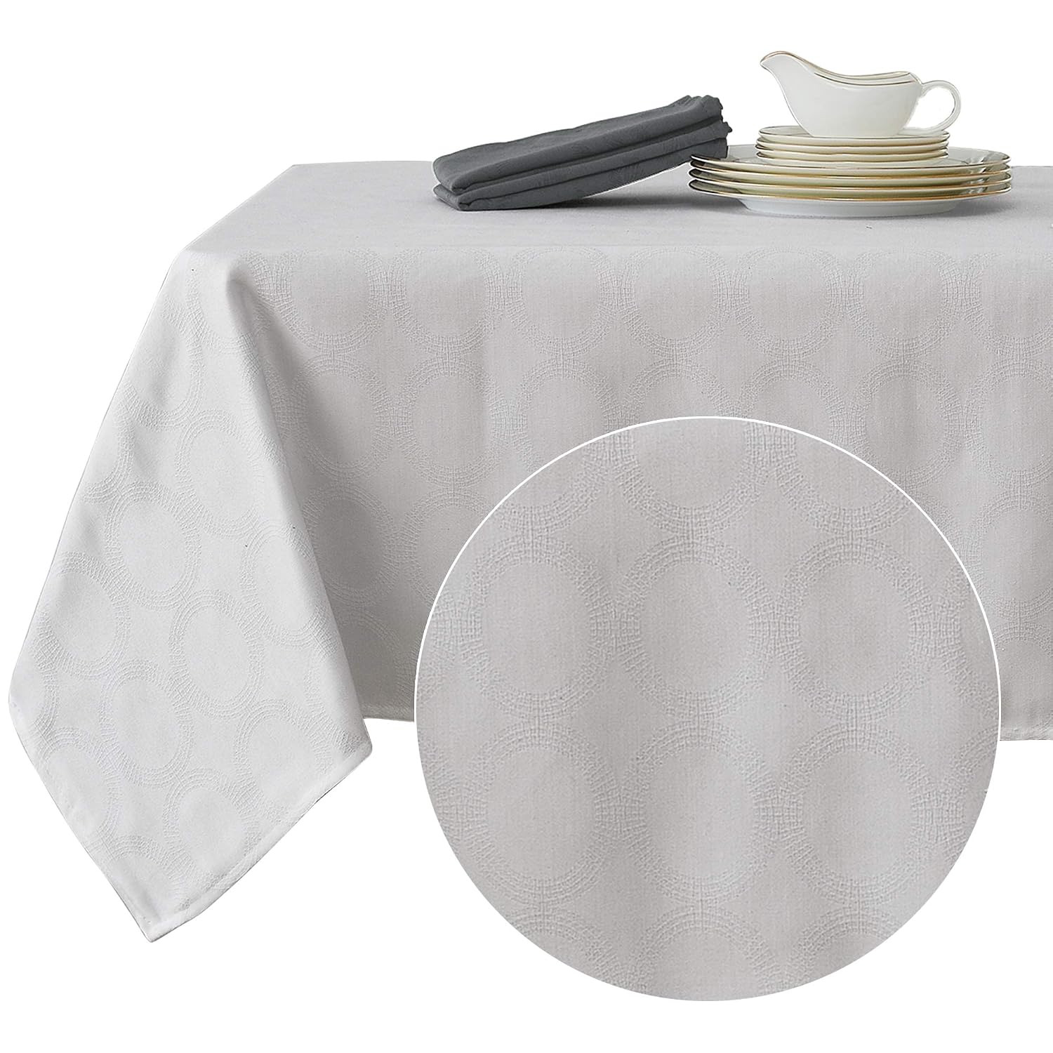 Dekoration Küche Tisch KnSam Tischdecke 110x110 Cm – Bunte Streifen Mit Quaste, Polyester, Waschbar, Für Esstisch, Wohnzimmer, Balkon, Garten