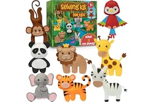 Craftorama Sewing Kit for Kids, Fun and Educational Wild Animal Craft Set for Boys and Girls Age 7-12, Sew Your Own Felt Animals Craft Kit for Beginners, 165 Piece Set