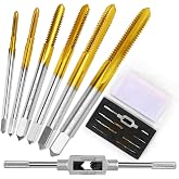 6Pcs Metric Tap Set with Tap Wrench for Metal, M2 HSS Thread Tap M2 to M6 | Machine Screw Tap for Metal,Aluminum,Plastic,Wood