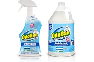 OdoBan Ready-to-Use Disinfectant and Odor Eliminator, Made in the USA, Fresh Linen Scent, Set of 2, 32 oz Spray and 1 Gallon Concentrate