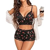 Avidlove Sexy Pajamas V Neck Womens Pajama Sets Shorts Lace Trim Cami Pj Set 2 piece PJS Lingerie Sleepwear