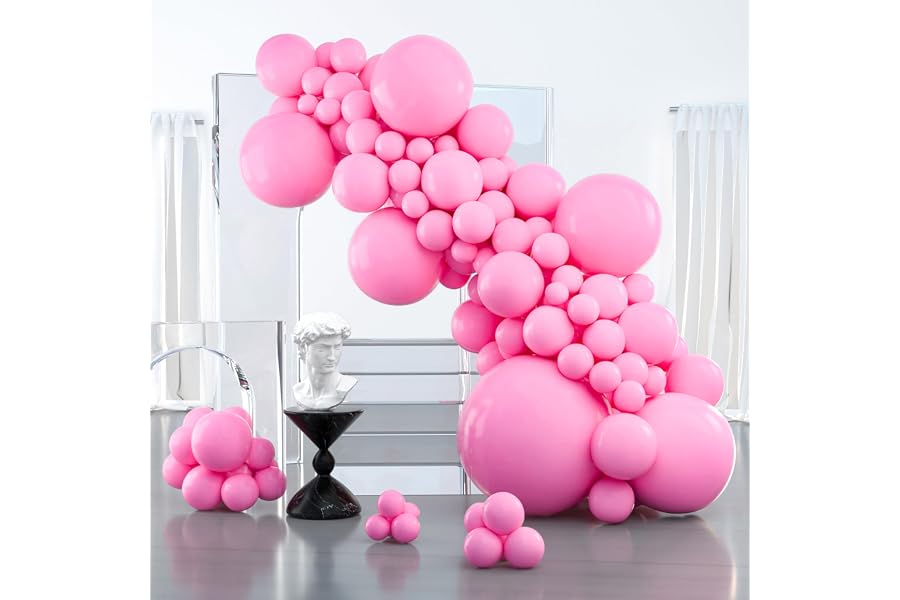 PartyWoo Pink Balloons 127pcs Matte Pink Balloons Different Sizes | 36 18 12 10 5 Inch for Baby Shower Valentine's Day Princess Bachelorette Birthday Valentine's Party Decorations Pink-Y11