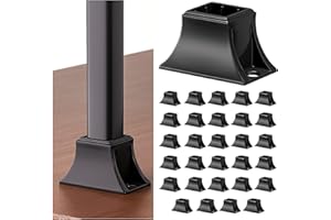 Antsky 30Pack Iron Baluster Shoes, Level Shoes with Screw, Stair Baluster Shoes Use for 1/2" Square Iron Balusters, Balusters for Staircase Interior, Satin Black