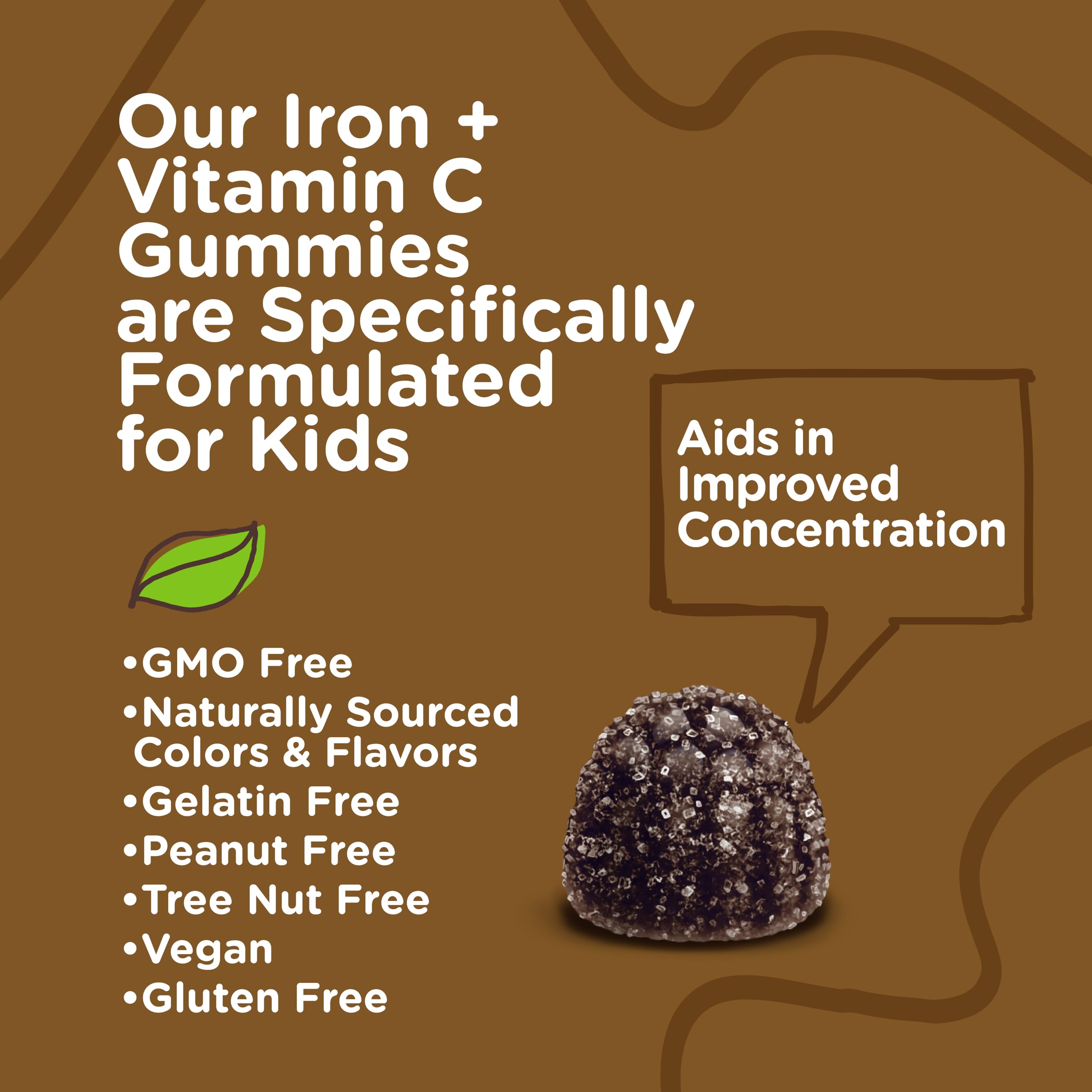 VITEEY Iron for Kids with Vitamin C - Supports Energy, Blood Cell Formulation, Blood Builder Anemia Kids Iron Supplements - Vegan, Gelatin Free, Gluten Free - Tasty Chewable Grape Flavored Gummy