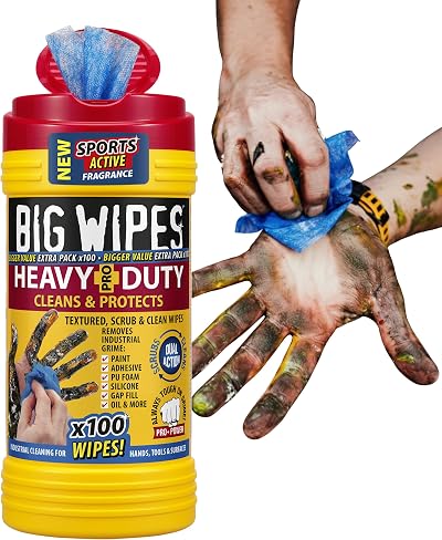 Big Wipes Heavy Duty Pro+ Hand Surface Tool Wipes Dispenser Tub 100