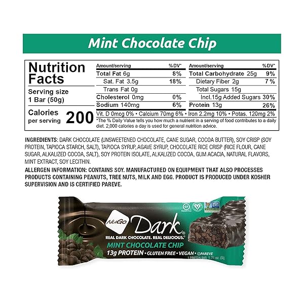 NUGO DARK MINT CHOCOLATE CHIP BOX, 1.76 OZ (PACK OF 12)
