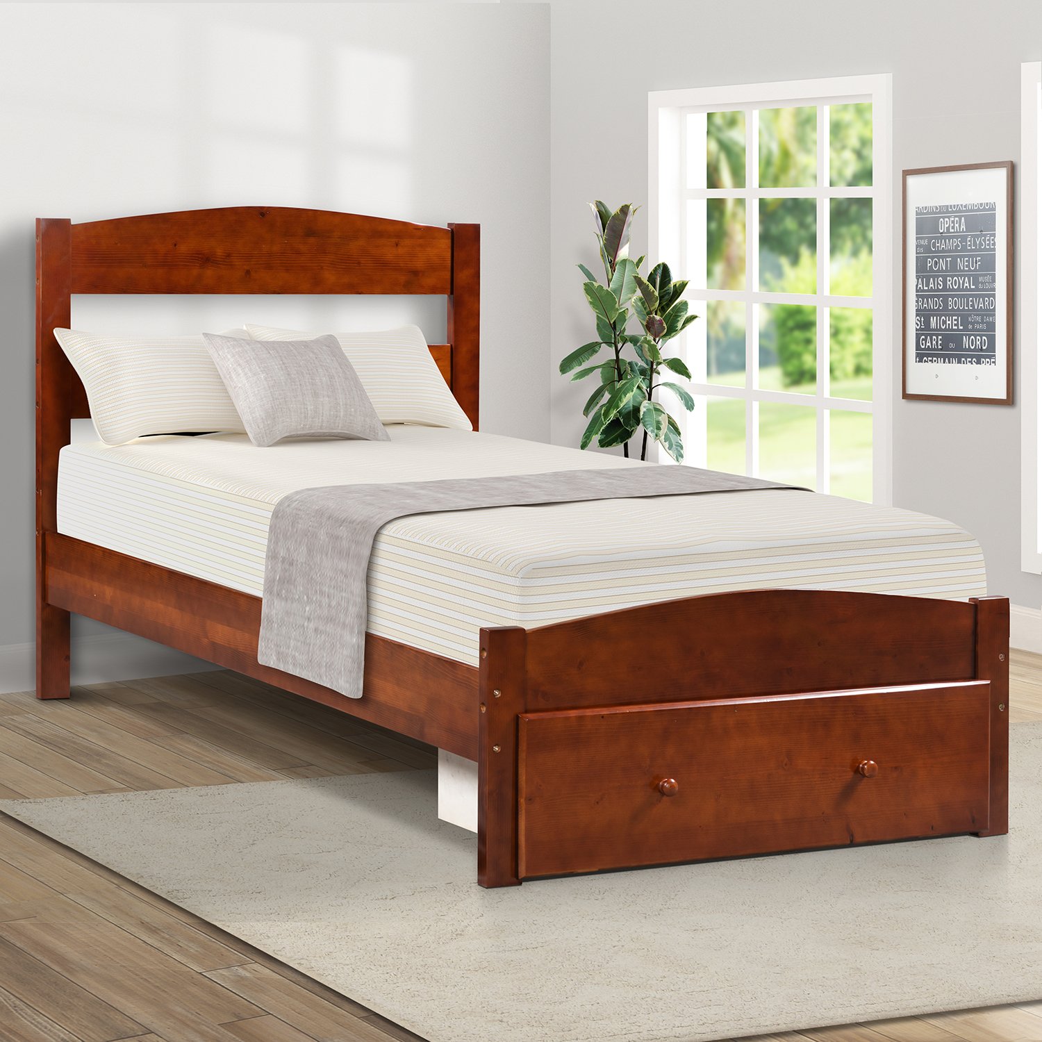 bed with headboard