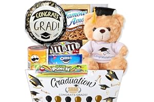 BEYOND THE BOX 2025 Graduation Gifts Set Care package, Congrats Grad Gift Basket Set Include Balloon, Candy Cookies & Snacks Teddy Bear for Senior College Graduated Boy/Girl
