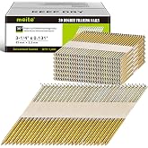 meite 30 Degree Framing Nails 3-1/4 Inch Galvanized Paper-collated 1,000PCS | Offset Round Head Framing Nails, for 30-34&deg; Pneumatic Cordless Framing Nailers, Code Compliant, Decking Sheathing Subflooring