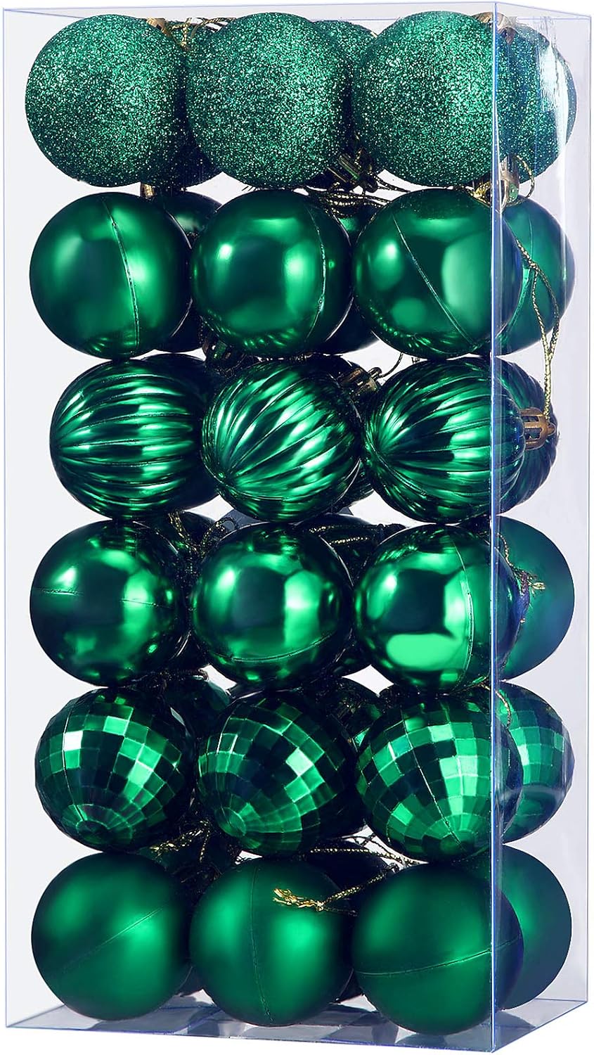 Ornaments - 36 Pieces Christmas Ball Ornaments Christmas Decorations Tree Balls for Tree Ornaments Holiday Wedding Party Decoration Hooks 1.57 Inch (Green)