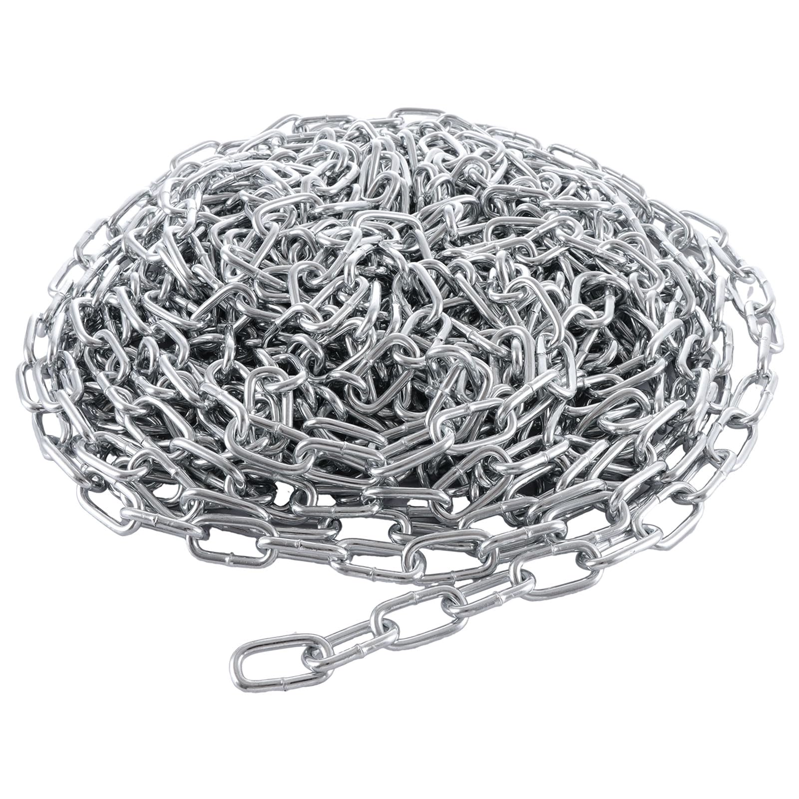 JMIATRY 15 Metres Length 304 Stainless Steel Chain, 4mm Heavy Duty Chain Links, Galvanized Steel Welded Link Chains Lift for Fence Gate, Garage Doors, Swing Chaines and Bicycle Security Lock