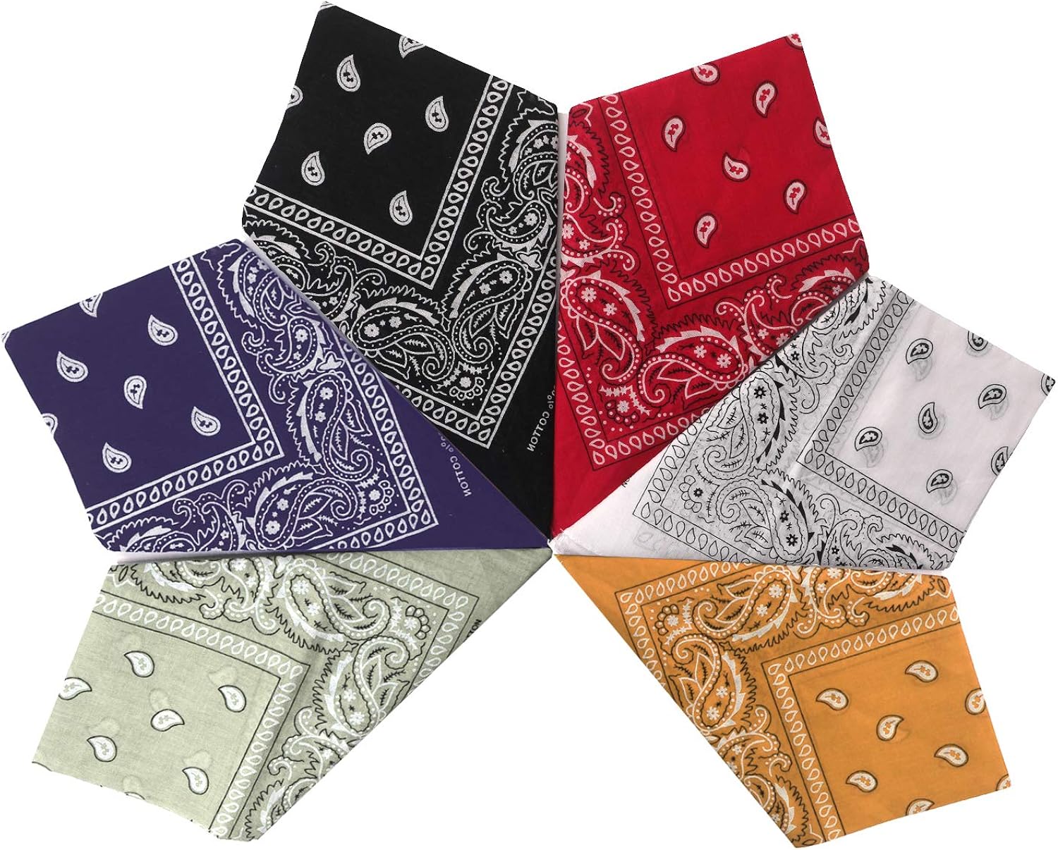 MILEILUOYUE Bandanas paisley print cotton novelty bandana scarf (Black White Red Golden，Beige，Dark gray, 21in21in): Clothing