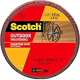 Scotch Outdoor Mounting Tape, 1-inch x 450-inches, Gray, 1-Roll (411-LONG)