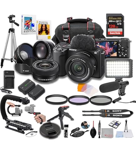 Amazon.com : Sony ZV-E10 + 16-50mm Lens, LED Light, Microphone