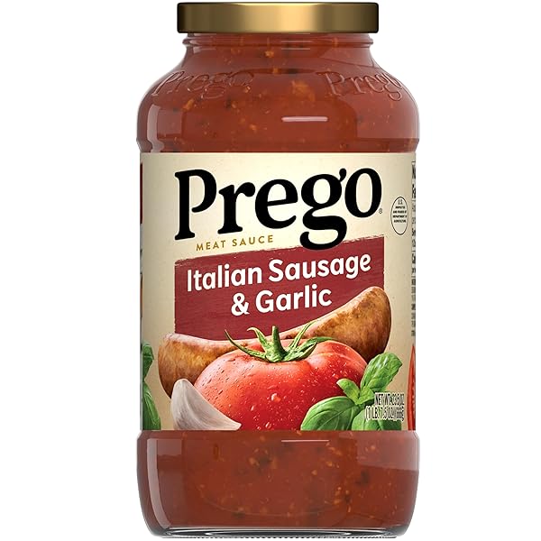 PREGO ITALIAN SAUSAGE AND GARLIC MEAT SAUCE, 23.5 OZ JAR