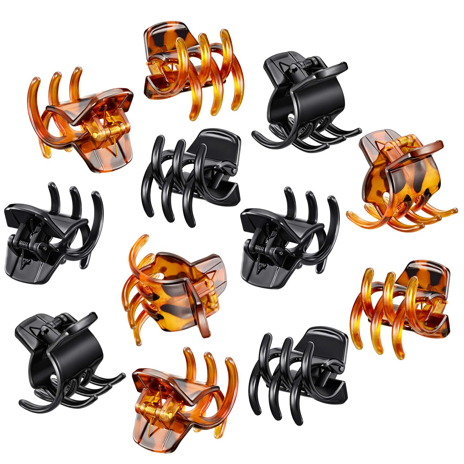 12 Pieces Hair Claw Clips Medium Size Hair Claws 1.3 Inch Hair Jaw Clip Claw Clip Grip for Women Girls Thick or Medium Hair (Black and Brown) : Beauty