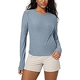 ODODOS Women's Long Sleeve Performance T-Shirts - Ultra Soft odSTRATUM Tech Crew Neck Tee UPF 50+ Essential Crop Top
