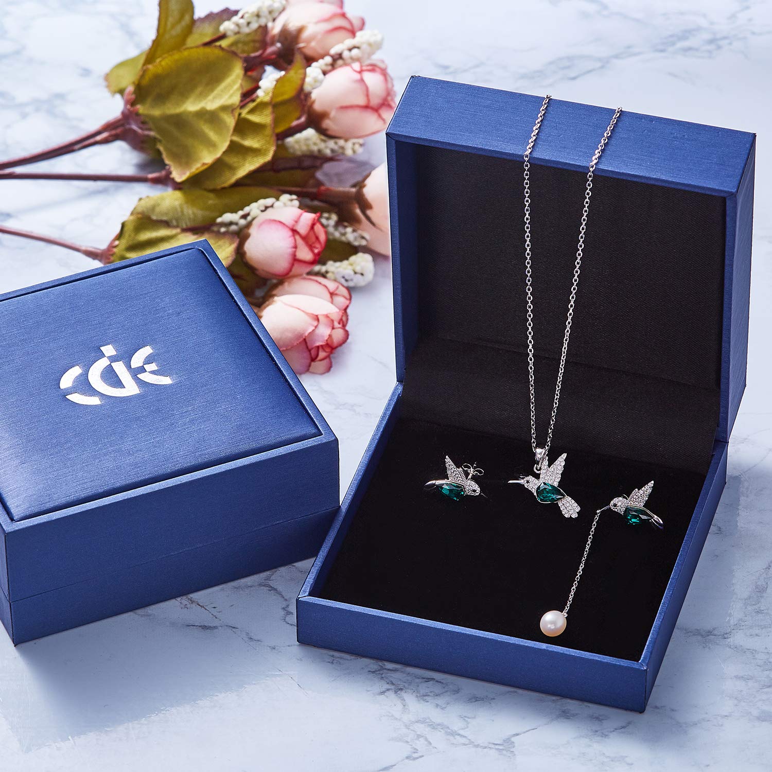 CDE Hummingbird Jewelry Set for Women 925 Sterling Silver Swarovski Necklaces Earrings Fine Jewelry Sets