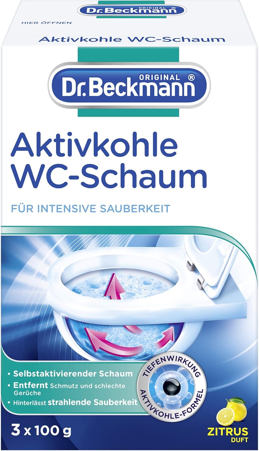Dr. Beckmann Aktivkohle Wc-Schaum | Selbstaktivierender Schaum | 3 x 100g