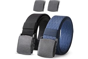 JASGOOD Nylon Military Tactical Men Belt 2 Pack Webbing Canvas Outdoor Web Belt with Plastic Buckle gift for Men