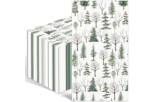 IANFEPH 100PCS Winter Napkins Disposable Watercolor Pine Trees Paper Napkins 3 Ply Decorative Christmas Paper Hand Towels for Bathroom Winter Xmas Guest Napkins for Winter Holiday Christmas Cocktail Party