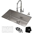 Kraus 32" Undermount Kitchen Sink w/ Bolden™ Commercial Pull-Down Faucet and Soap Dispenser in Stainless Steel