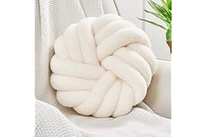 Uvvyui Knot Pillows, 14 Inch Decorative Throw Pillows Round Pillows Cushion, Soft Handmade Knotted Ball Pillow Plush Cushion Home Decor for Bed Couch Living Room (Ivory, 14 Inch)