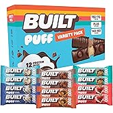 BUILT Puff Protein Bars, Variety Pack, 15g-17g Protein - 12 Count | Protein Snack Bars with Collagen, Calorie Conscious, Some Flavors Gluten Free