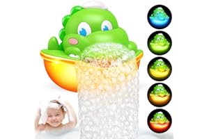 Diyfrety Baby Bath Toys,Light-Up Dinosaur Bath Bubble Machine Automatic Bubble Maker with Cool Light Bathtub Toys for Toddlers Birthday Gift Bath Toys for Kids Ages 1-3, Green