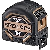 Spec Ops Tools Tape Measure for Measuring &amp; Layout, 1 1/8" Double-Sided Blade and Military-Grade Composite Case, 16 Foot
