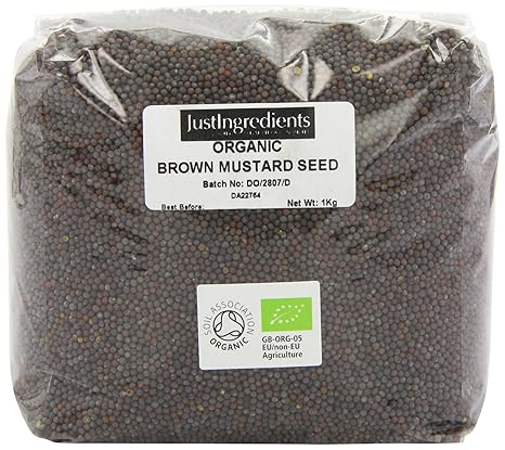 JustIngredients Essential Schwarze Bio-Senfkörner, Organic Black/Brown Mustard Seeds, 2er Pack (2 x 1 kg)