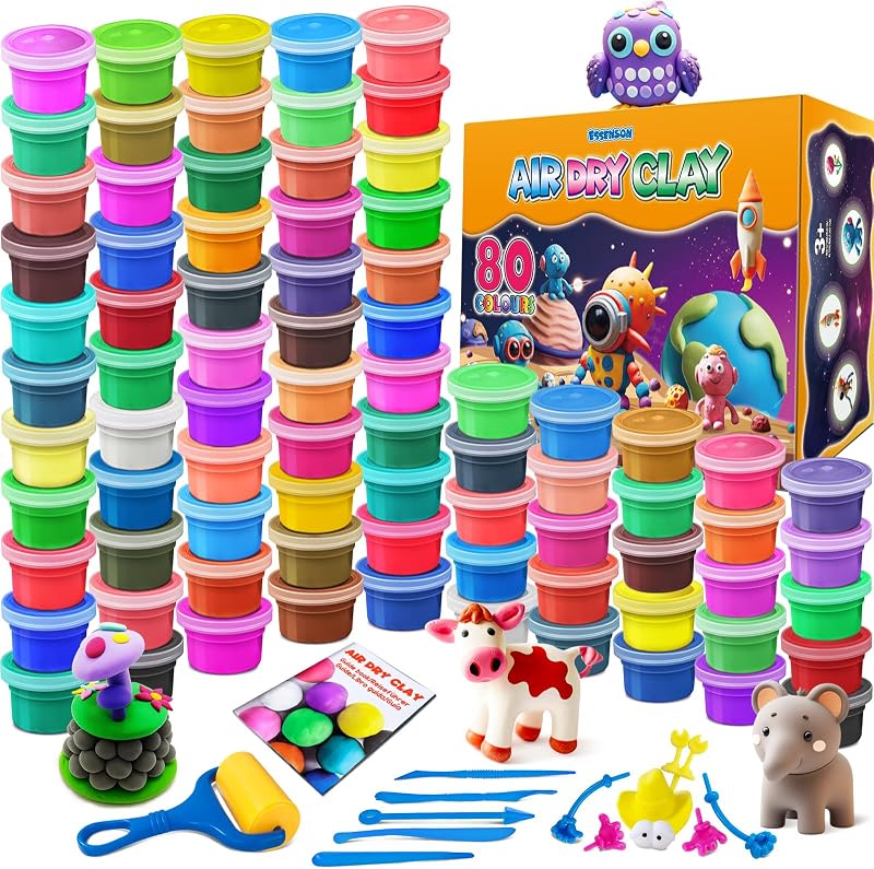 ESSENSON Modelling Clay Set 80 Colours Air Drying Magic Clay for Kids 3-12