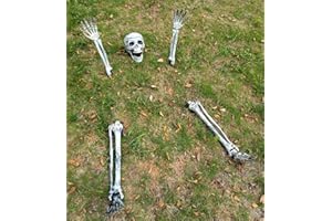 AISENO Realistic Skeleton Stakes Halloween Decorations Skull and Arms Legs Set for Lawn Stakes Garden Halloween Skeleton Decoration