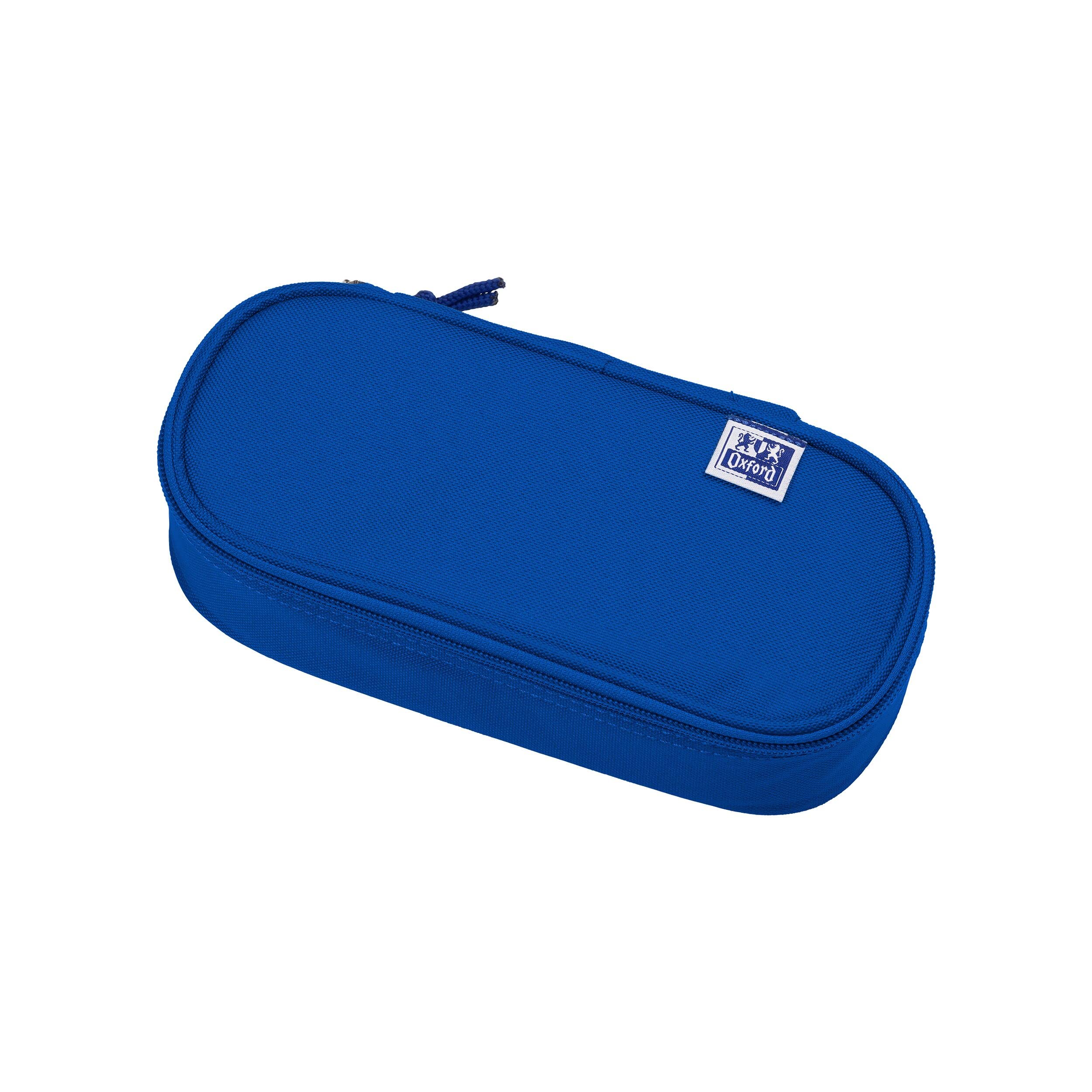 Oxford Girls Boys Oval Pencil Case with Pen Holder Durable Blue
