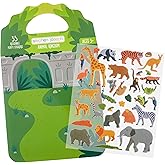 Stephen Joseph, Reusable Puffy Sticker Book for Kids - 35 Removable Stickers with Play Scene, Trabvel Activity Set for Toddlers, Educational Toy for Creativity and Imaginationn - Zoo