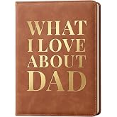 YOELOVE What I Love About Dad Leather Book &ndash; A Fill-In-The-Blank Keepsake Gift Journal with 30 Prompts for Dad Birthday Father's Day Christmas