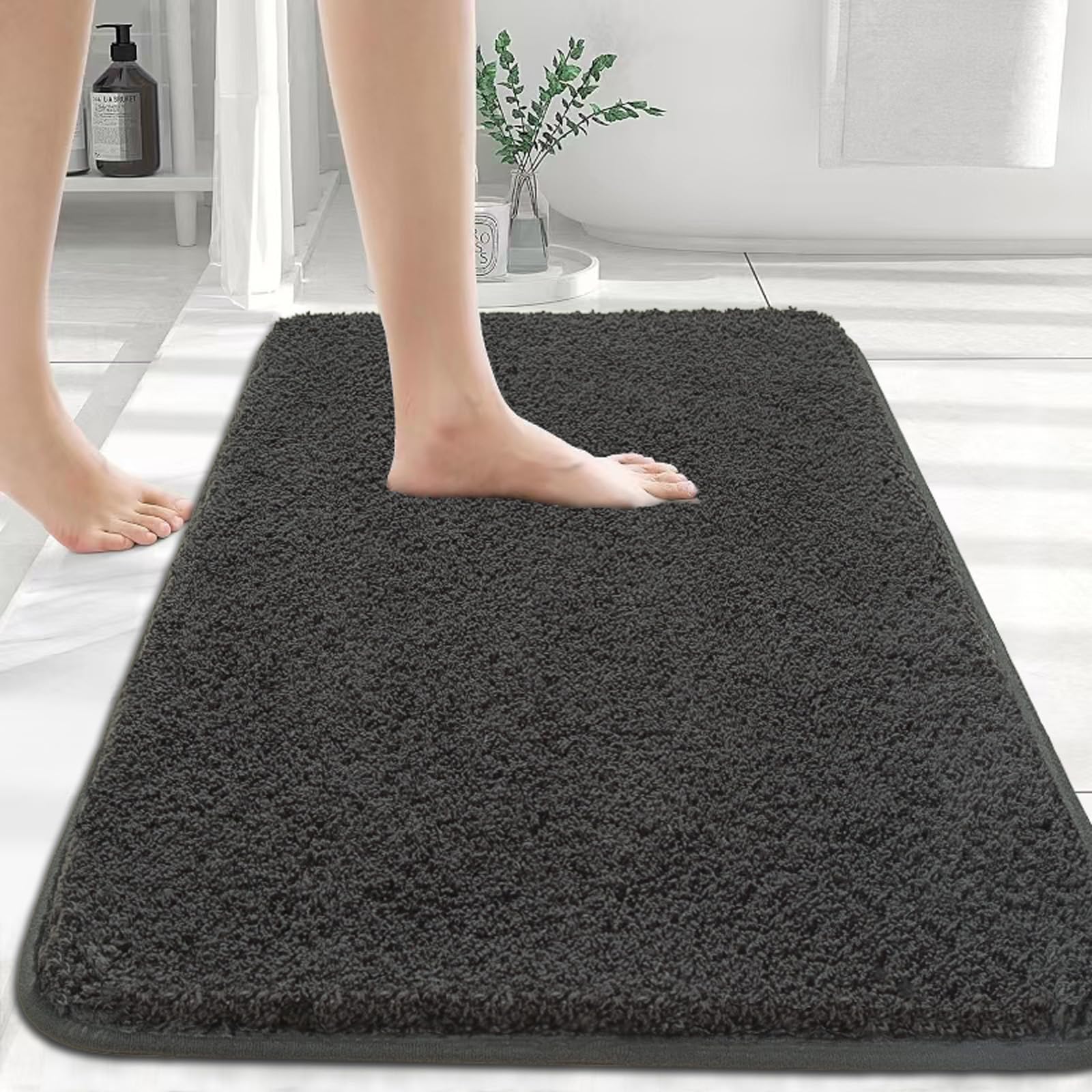 Myting Bath Mats for Bathroom 70x120 cm Large Bath Mat, Soft Microfibre Bathroom mats Non Slip Washable, Rubber Backed Bathroom Rug Carpet Grey