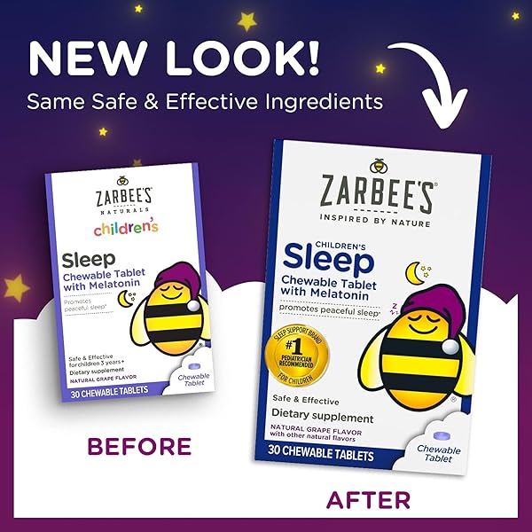 ZARBEE’S KIDS 1MG MELATONIN CHEWABLE TABLET, DRUG-FREE & EFFECTIVE SLEEP SUPPLEMENT, EASY TO TAKE NATURAL GRAPE FLAVOR TABLETS FOR CHILDREN AGES 3 AND UP, 30 COUNT