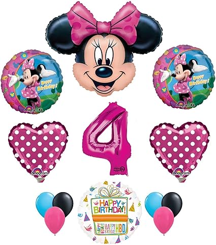 Amazon Com Minnie Mouse 4th Birthday Party Supplies And Pink Bow