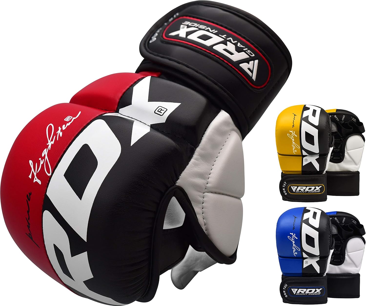 RDX MMA Guanti per Grappling Arti Marziali Allenamento Approvato da SMMAF Pelle Maya Hide