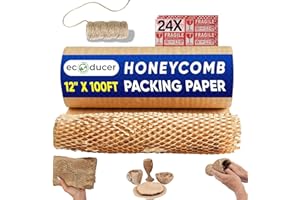 ecoducer 12”x100’ Honeycomb Packing Paper Moving Supplies. Eco Friendly Bubble Paper Wrap Roll for Packing Fragile Items. Pac