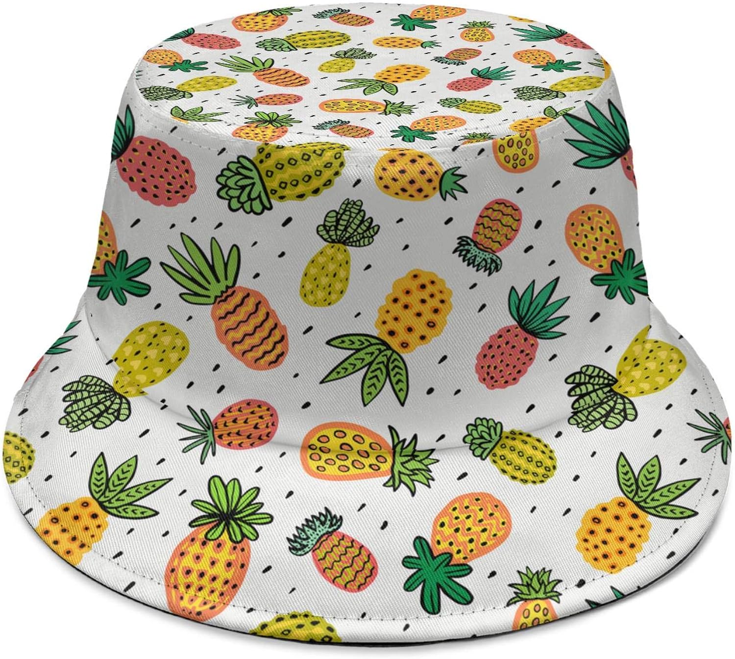 Unisex Sunny Pineapple Pattern Decorative Bucket Hat Funny Cotton