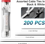 Cable Matters Combo Pack Assorted 200 Self-Locking Nylon Cable Ties 15 20 30 cm view 2