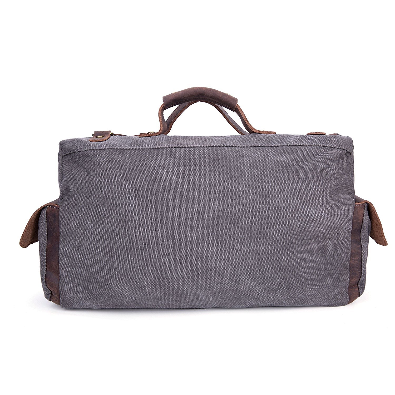Bolsa de viaje de cuero de gran tamaño de lona para fines de semana o noches lienzo bolso bolsa de hombro-Gris