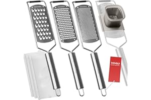 Professional Zester Grater Set,4-Pcs Cheese Grater, Fine/Coarse/Extra Coarse/Slider Attatchement, Kitchen Grater with Razor-S