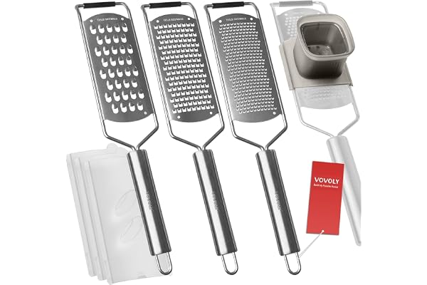 Professional Zester Grater Set,4-Pcs Cheese Grater, Fine/Coarse/Extra Coarse/Slider Attatchement, Kitchen Grater with Razor-S