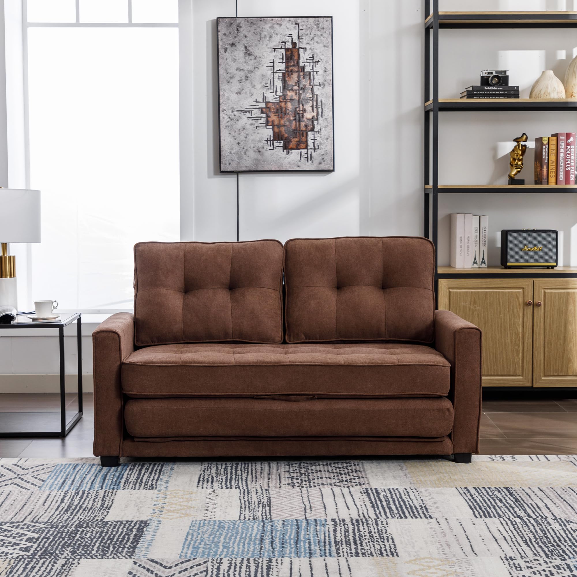 ERYE 3 in 1 Upholstered Futon Sofa Loveseat