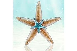 JoyEvy Starfish Wall Decor-Sea Life Nautical Home Decor-Metal&Glass Starfish Wall Sculptures Indoor Outdoor-Oecan Themed Wall Decorations For Garden,Patio,Kitchen,Bathroom, Coastal(Apricot
