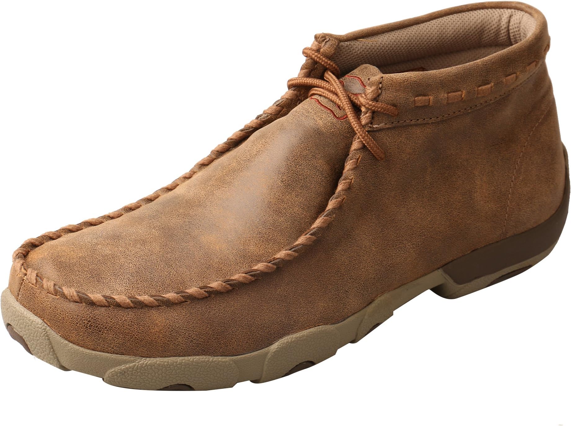 Twisted X Men's Leather Lace-Up Rubber Sole Moc Toe Driving Moccasins - Copper